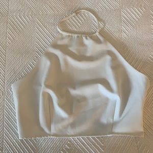 Tobi White High Neck Crop Too